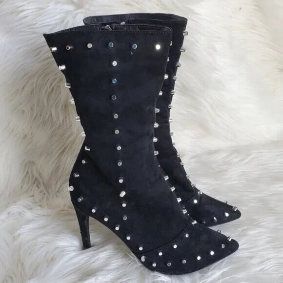 Cape Robbin Black Gigi Studded Suede Side Zipper Ankle Boots SZ 8.5 - Picture 1 of 11